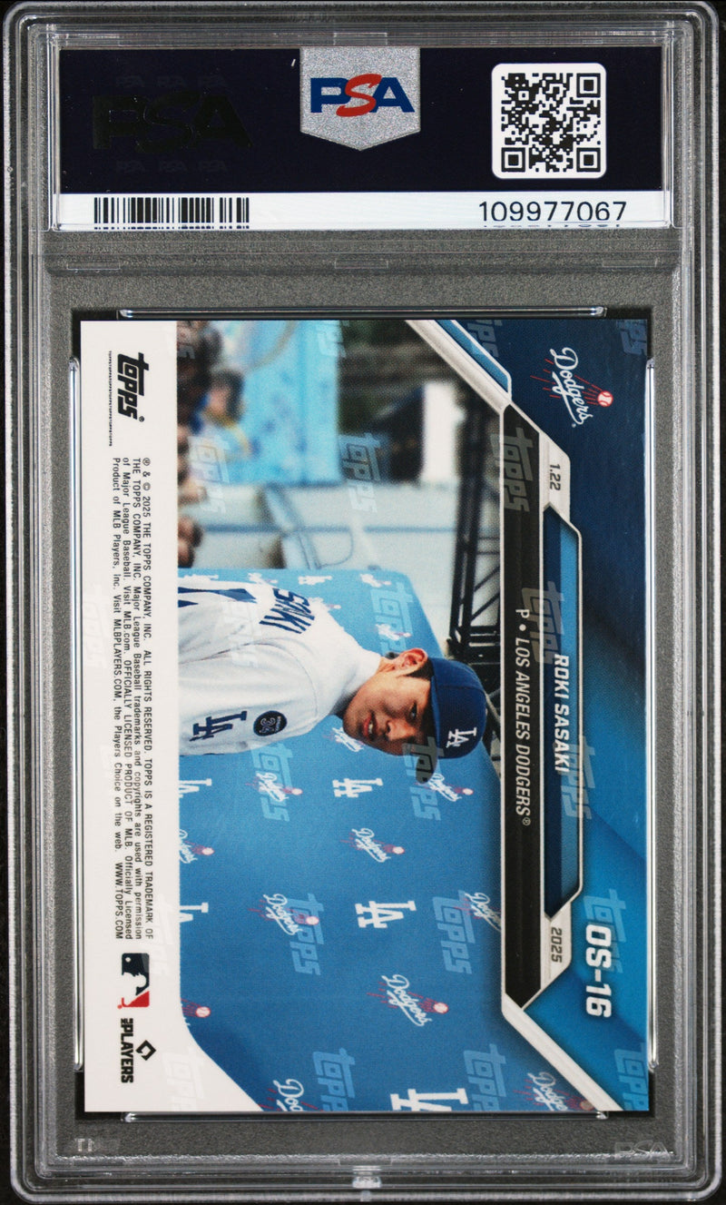 Graded 2024 Topps Now Roki Sasaki #OS16 Offseason Rookie RC Baseball Card PSA 8 Near Mint