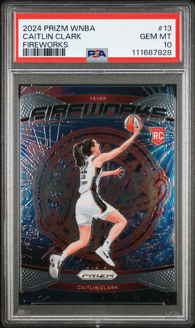 Graded 2024 Panini Prizm Caitlin Clark #13 Fireworks Rookie RC Basketball Card PSA 10 Gem Mint