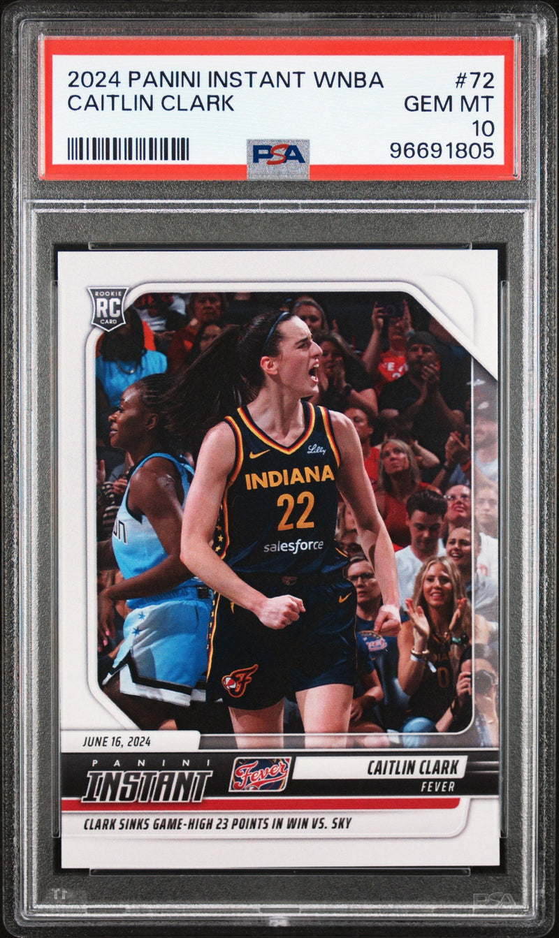 Graded 2024 Panini Instant WNBA Caitlin Clark #72 Rookie RC Basketball Card PSA 10 Gem Mint