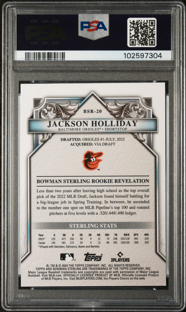 Graded 2024 Topps Bowman Sterling Jackson Holliday #BSR20 Rookies Rookie RC Baseball Card PSA 10 Gem Mint