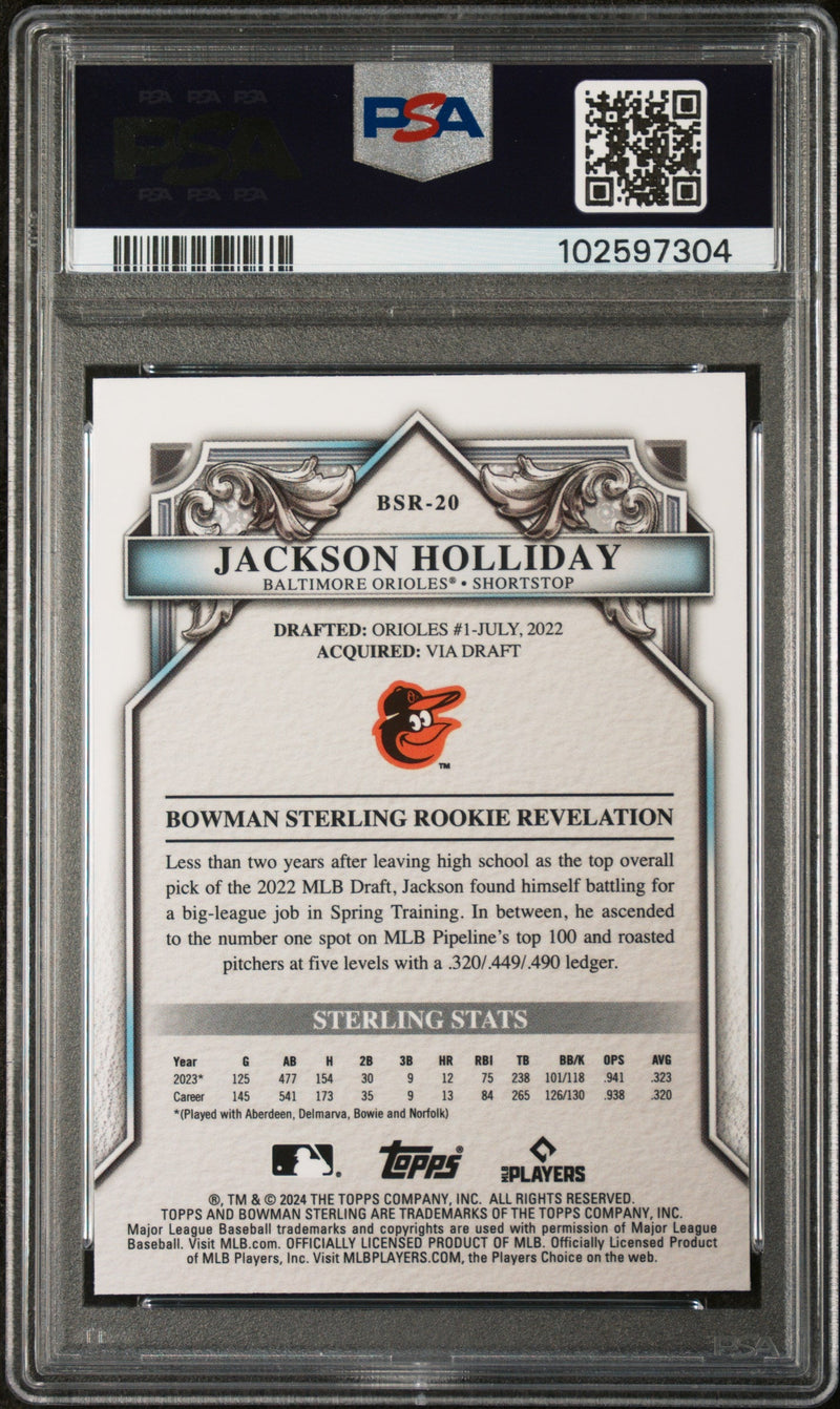 Graded 2024 Topps Bowman Sterling Jackson Holliday #BSR20 Rookies Rookie RC Baseball Card PSA 10 Gem Mint