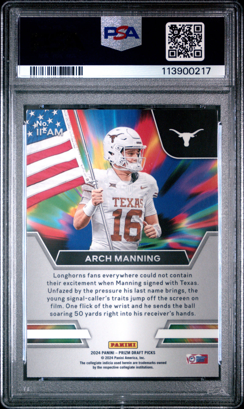 Graded 2024 Panini Prizm Draft Picks Arch Manning #IIAM Instant Impact Rookie RC Football Card PSA 10 Gem Mint