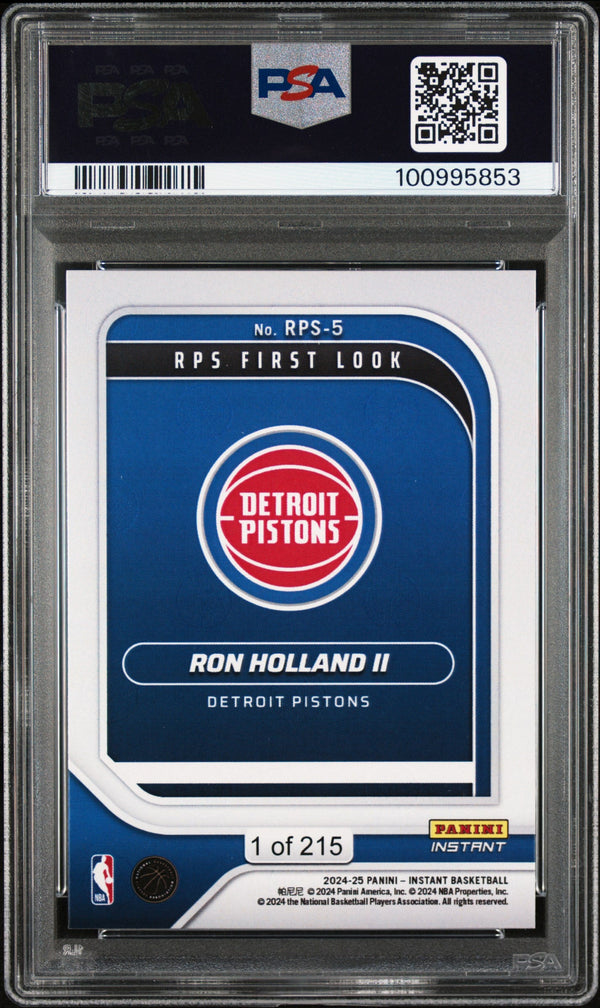 Graded 2024 Panini Instant NBA Ron Holland II #5 RPS First Look Rookie RC Basketball Card PSA 9 Mint