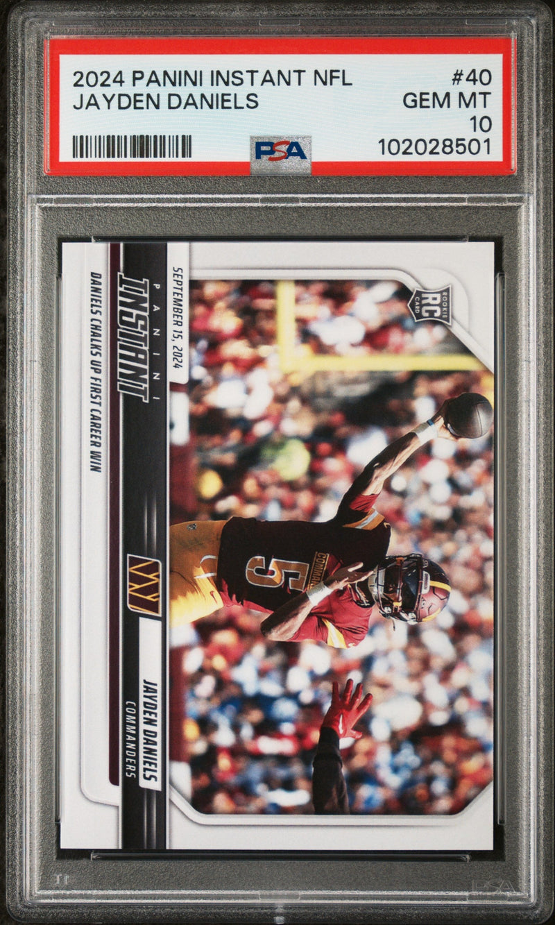 Graded 2024 Panini Instant NFL Jayden Daniels #40 Rookie RC Football Card PSA 10 Gem Mint