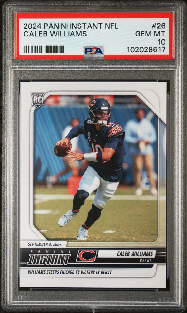Graded 2024 Panini Instant NFL Caleb Williams #26 Rookie RC Football Card PSA 10 Gem Mint