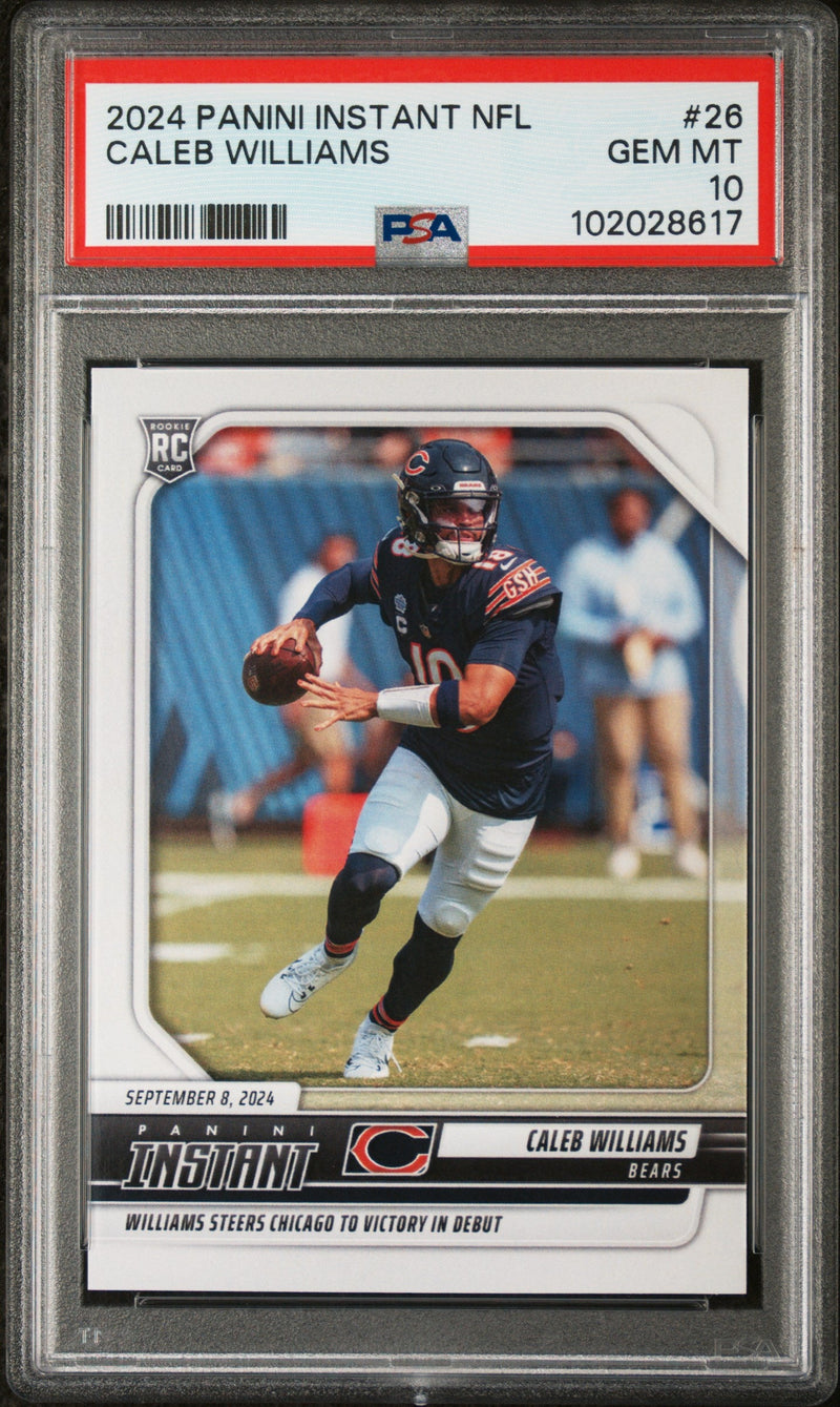 Graded 2024 Panini Instant NFL Caleb Williams #26 Rookie RC Football Card PSA 10 Gem Mint