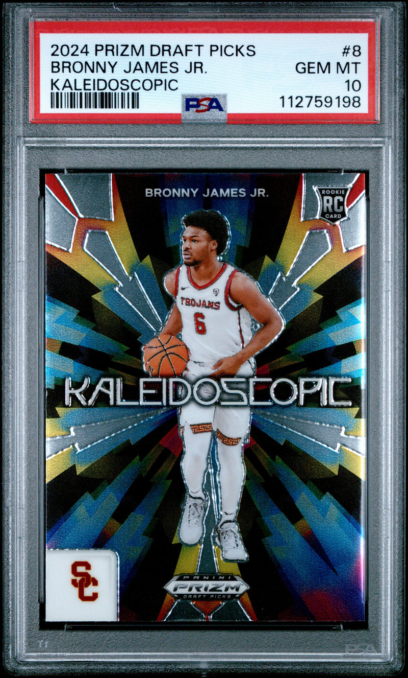 Graded 2024 Panini Prizm Bronny James #8 Kaleidoscopic Rookie RC Basketball Card PSA 10 Gem Mint