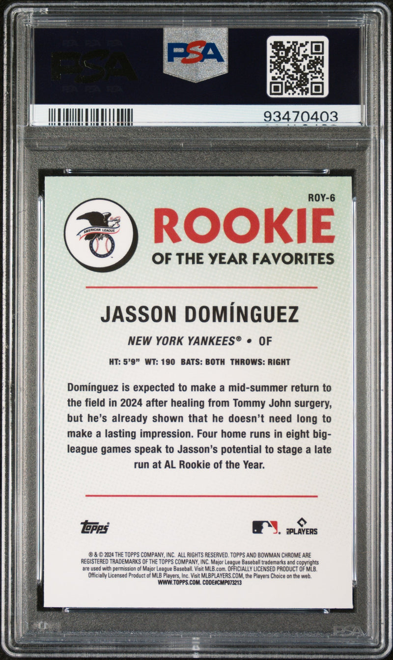 Graded 2024 Topps Bowman Jasson Dominguez #ROY6 Rookie of the Year Favorite Rookie RC Baseball Card PSA 10 Gem Mint
