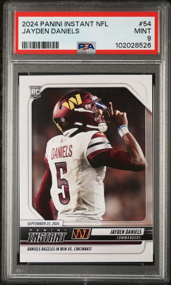 Graded 2024 Panini Instant NFL Jayden Daniels #54 Rookie RC Football Card PSA 9 Mint