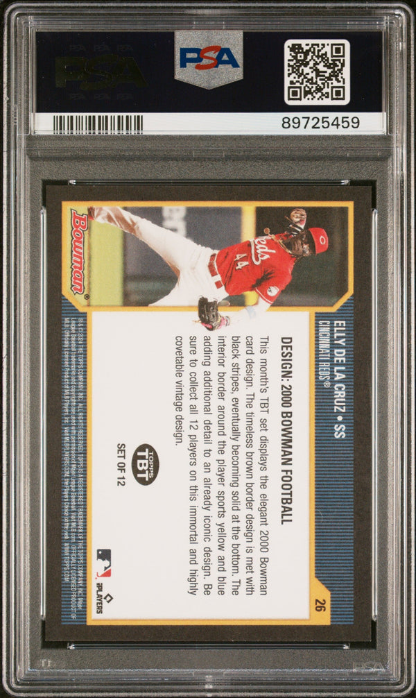 Graded 2024 Topps Elly De La Cruz #26 Throwback Thursday Rookie RC Baseball Card PSA 10 Gem Mint