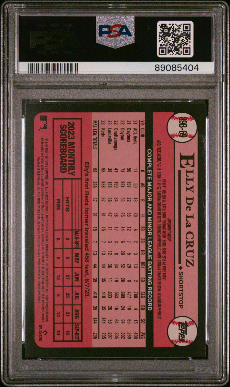 Graded 2024 Topps Elly De La Cruz #89B69 1989 Topps Rookie RC Baseball Card PSA 10 Gem Mint