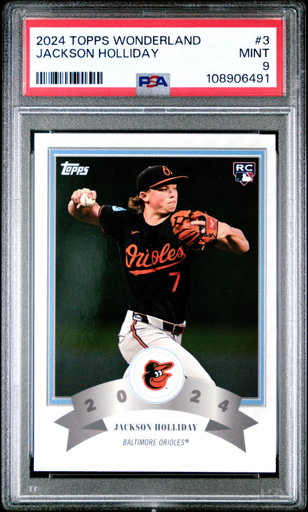 Graded 2024 Topps Wonderland Jackson Holliday #3 Rookie RC Baseball Card PSA 9 Mint