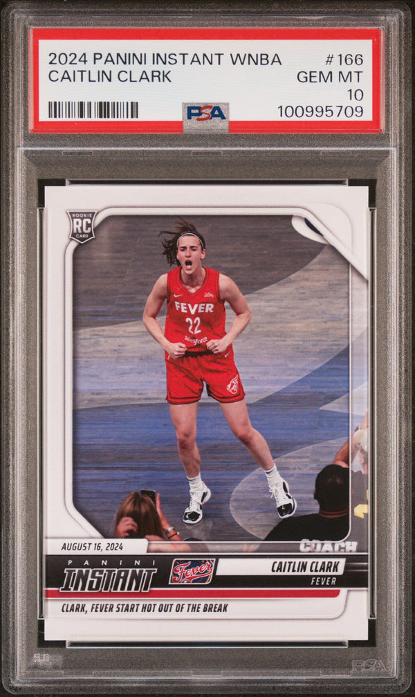 Graded 2024 Panini Instant WNBA Caitlin Clark #166 Rookie RC Basketball Card PSA 10 Gem Mint