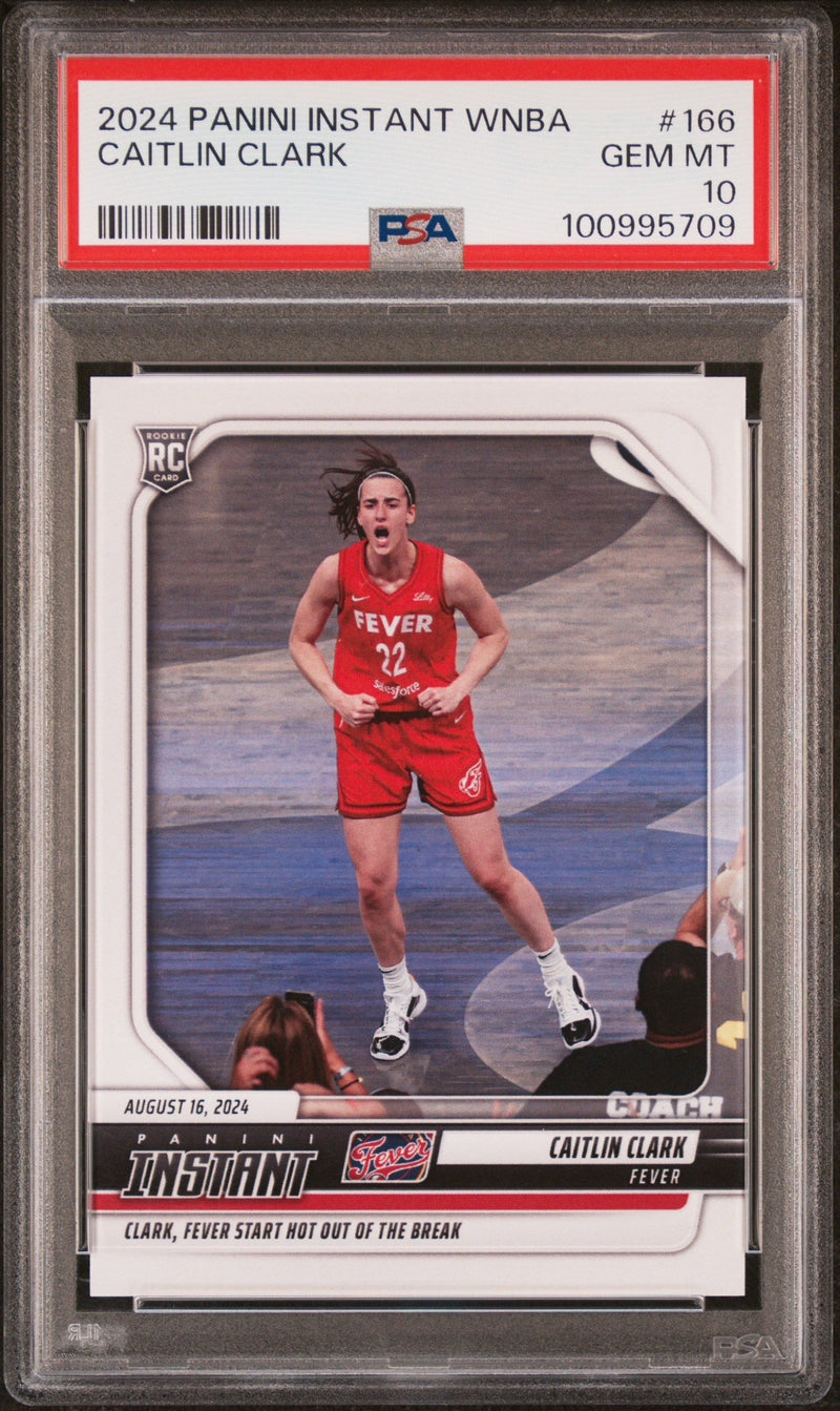 Graded 2024 Panini Instant WNBA Caitlin Clark #166 Rookie RC Basketball Card PSA 10 Gem Mint