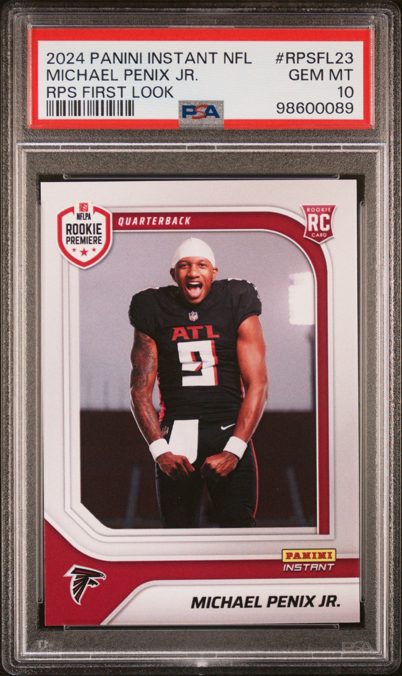 Graded 2024 Panini Instant NFL Michael Penix Jr #RPSFL23 RPS First Look Rookie RC Football Card PSA 10 Gem Mint