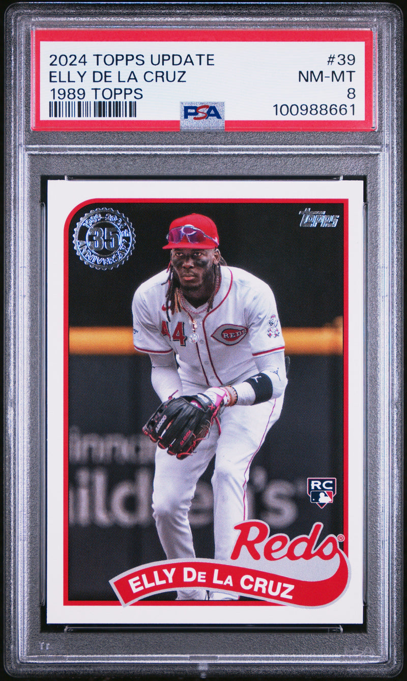 Graded 2024 Topps Update Elly De La Cruz #39 1989 Topps Rookie RC Baseball Card PSA 8 Near Mint
