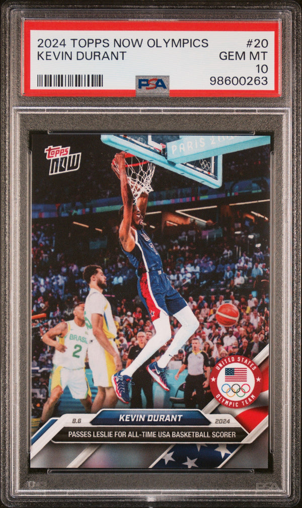 Graded 2024 Topps Now Olympics Kevin Durant #20 Basketball Card PSA 10 Gem Mint