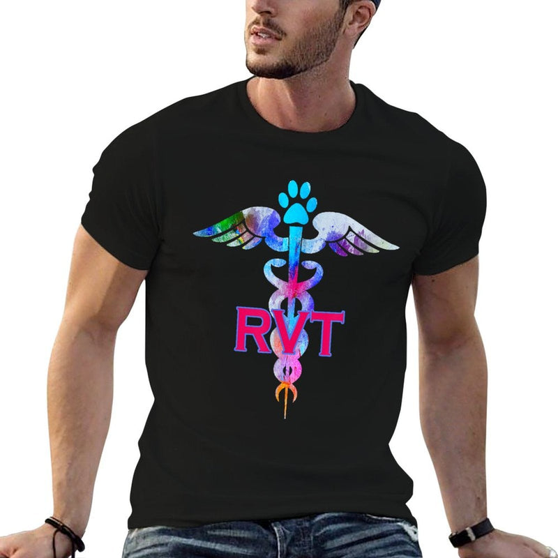 RVT Registered Veterinary Technician Paw Print Caduceus  Eco-friendly Material T-Shirt