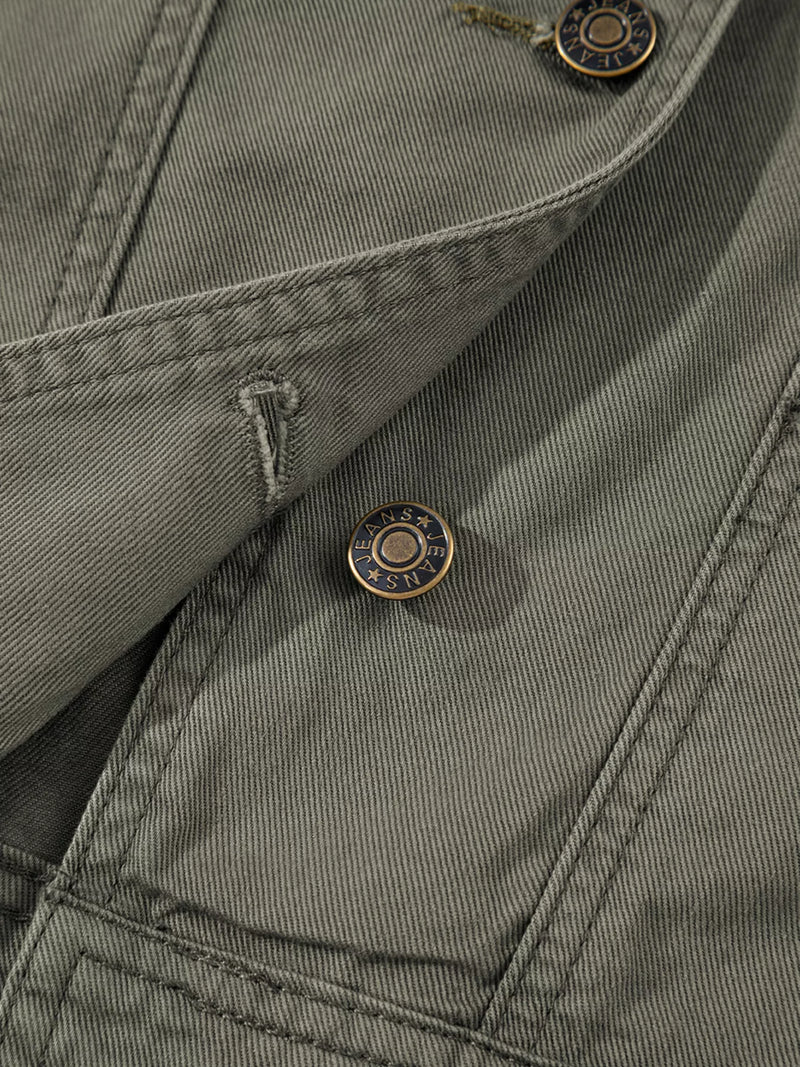 Ruffled Patchwork Denim Jacket Vest