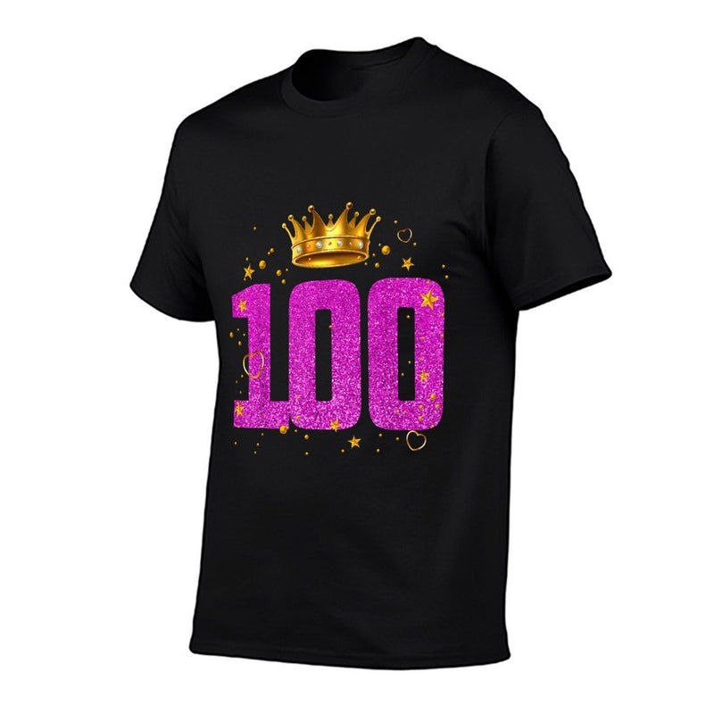 100 Year Old Birthday Crown 100th B-Day Crew Party Friends  Summer-ready Fabric T-Shirt