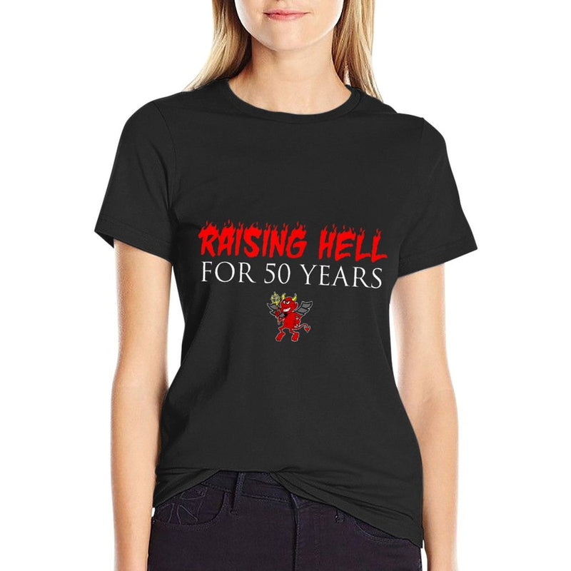 Raising Hell For 50 Years Devil 50th Birthday  Cotton T-Shirt