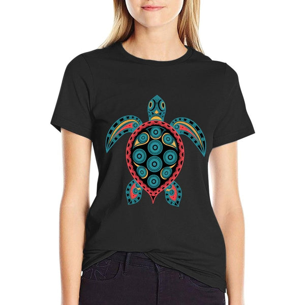 Tribal Tattoo Art Hawaiian Maori Sun Sea Turtle  Relaxed-fit T-Shirt