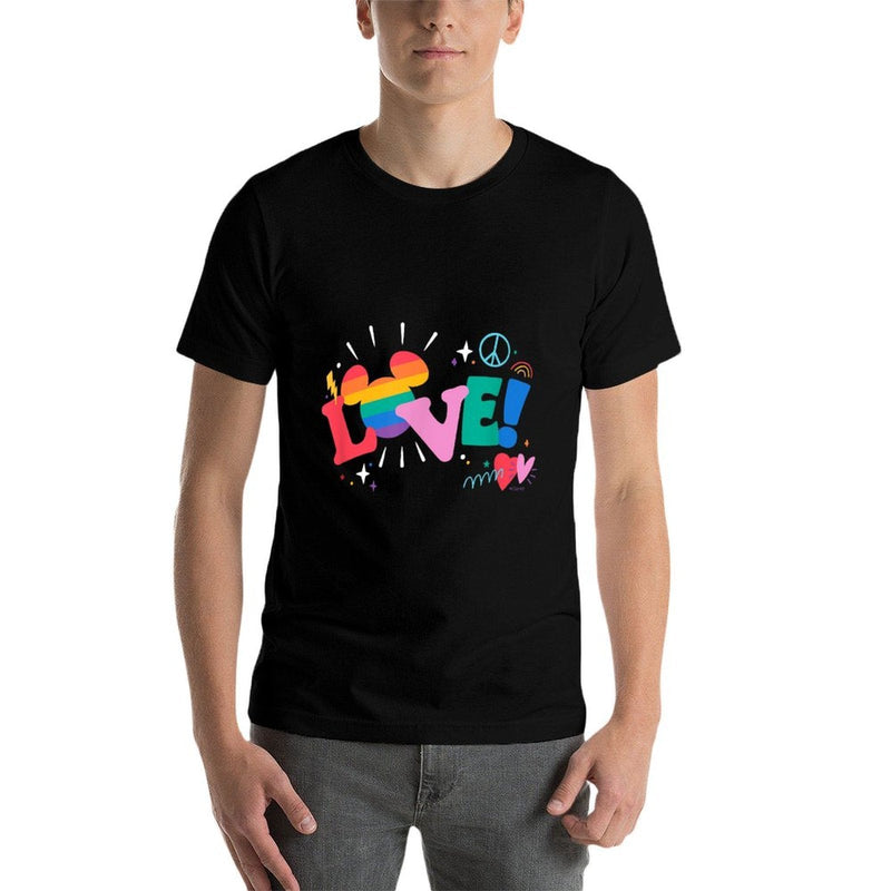 Disney Mickey Mouse Icon Pride Love Rainbow Doodles  Relaxed-fit T-Shirt