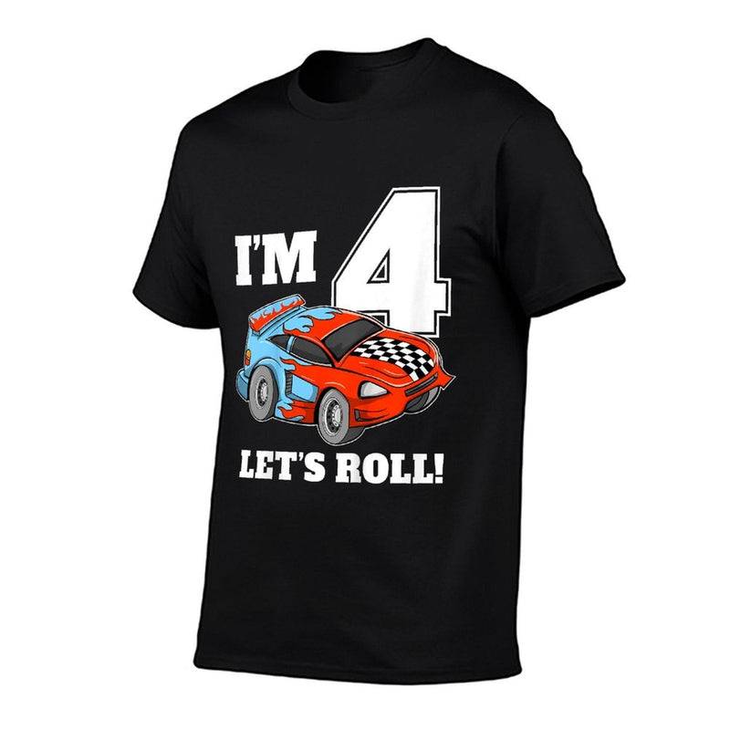 Race Car 4th Birthday Boy 4 Four Year Old Racing Car  Breathable T-Shirt