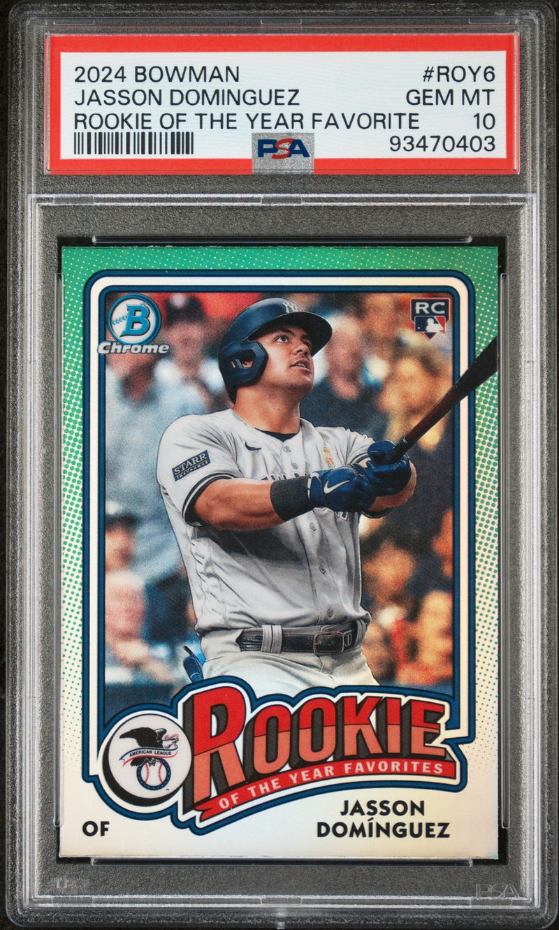 Graded 2024 Topps Bowman Jasson Dominguez #ROY6 Rookie of the Year Favorite Rookie RC Baseball Card PSA 10 Gem Mint