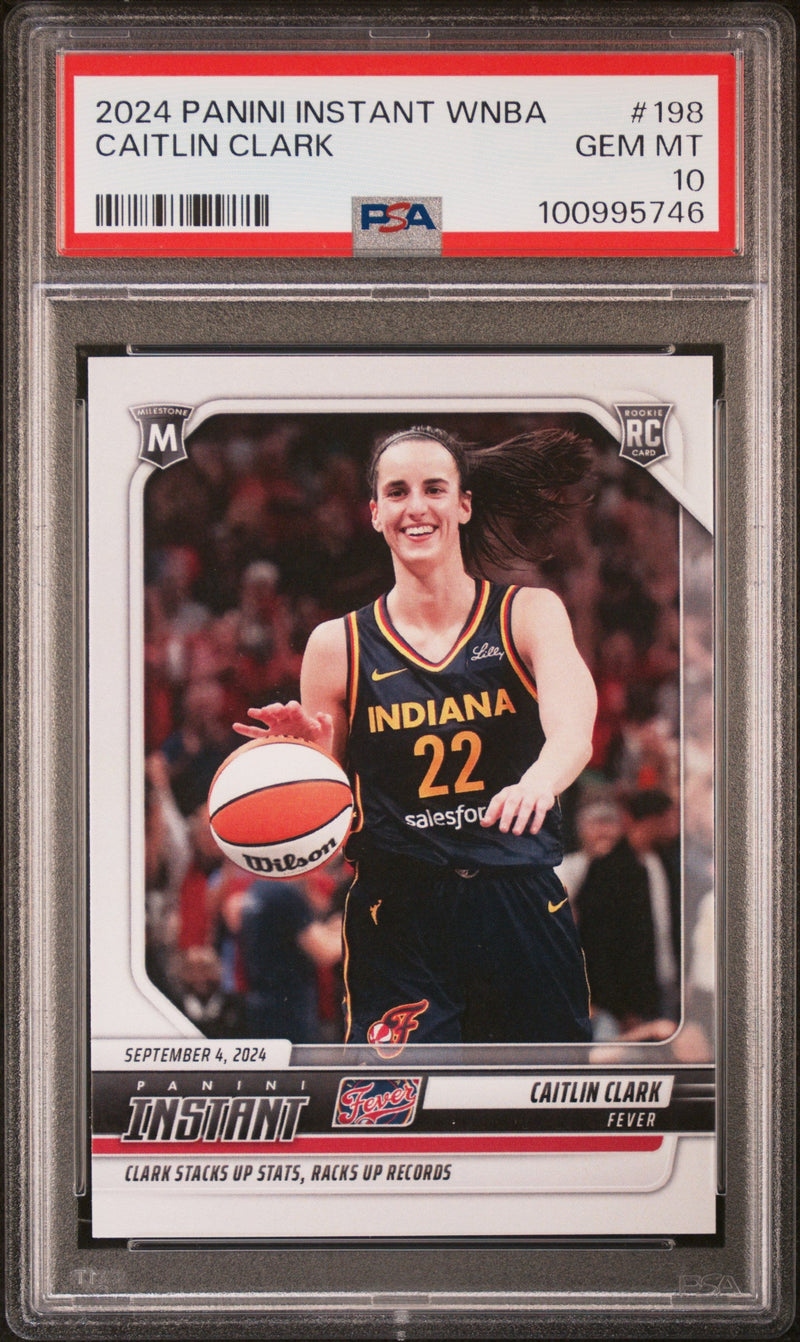 Graded 2024 Panini Instant WNBA Caitlin Clark #198 Rookie RC Basketball Card PSA 10 Gem Mint