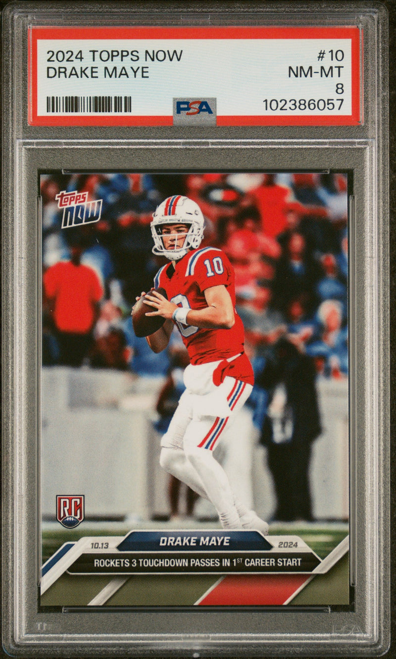 Graded 2024 Topps Now Drake Maye #10 Rookie RC Football Card PSA 8 Near Mint