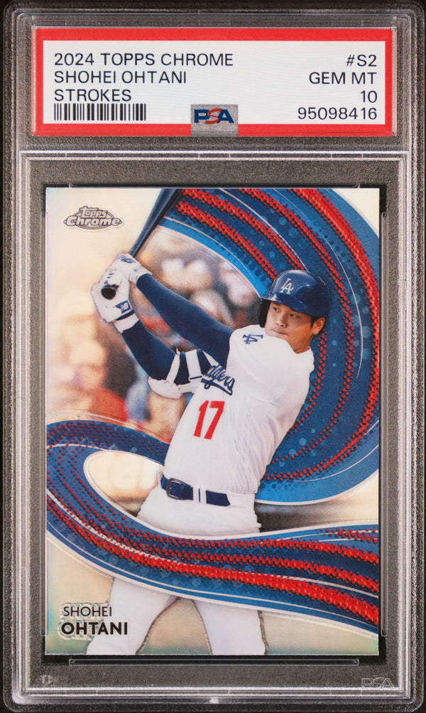 Graded 2024 Topps Chrome Shohei Ohtani #S2 Strokes Baseball Card PSA 10 Gem Mint