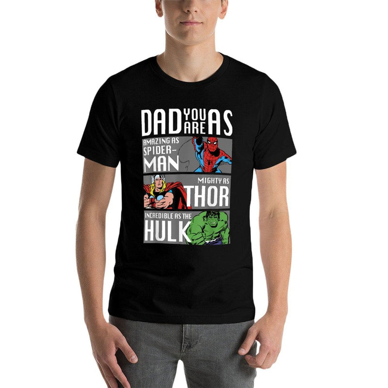 Marvel Fathers Day Spider-Man Thor Hulk Dad Attributes  Breathable T-Shirt