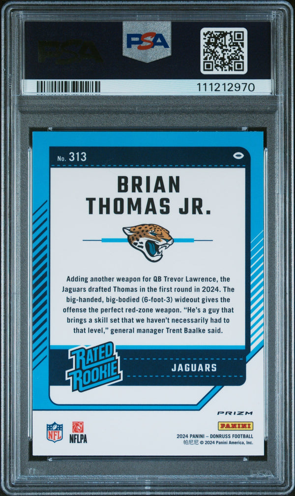 Graded 2024 Panini Donruss Brian Thomas Jr #313 Optic Preview Red Wave Rookie RC Football Card PSA 10 Gem Mint