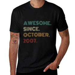 18 Years Old Awesome Since October 2007 18th Birthday  Trendy Pattern T-Shirt