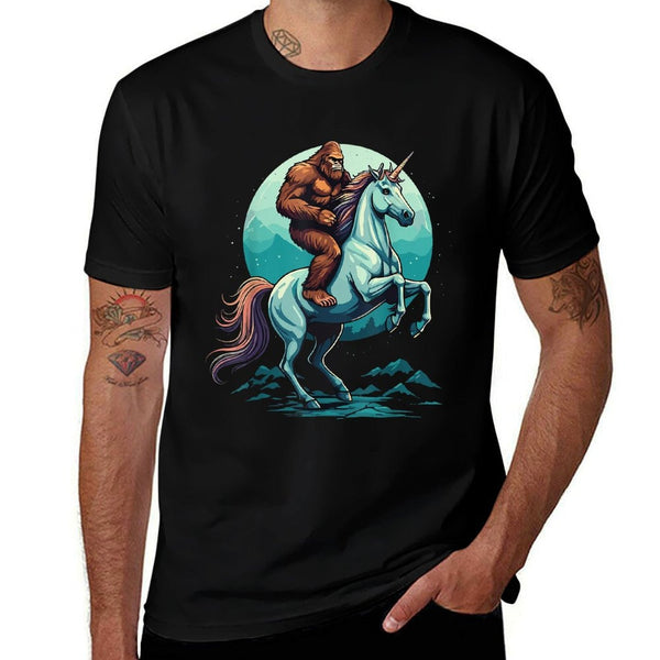Bigfoot Riding Unicorn Funny Mythical Sasquatch Fantasy  Slim-fit Cut T-Shirt