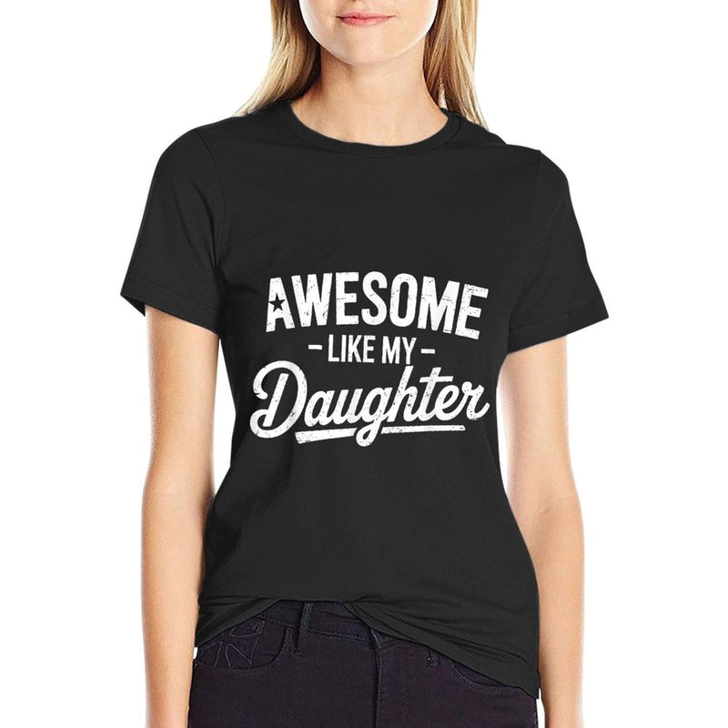 Awesome Like My Daughter Fathers Day Dad And Daughter Funny  Ribbed Collar T-Shirt