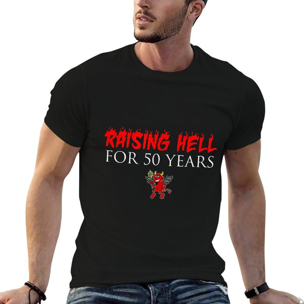 Raising Hell For 50 Years Devil 50th Birthday  Cotton T-Shirt