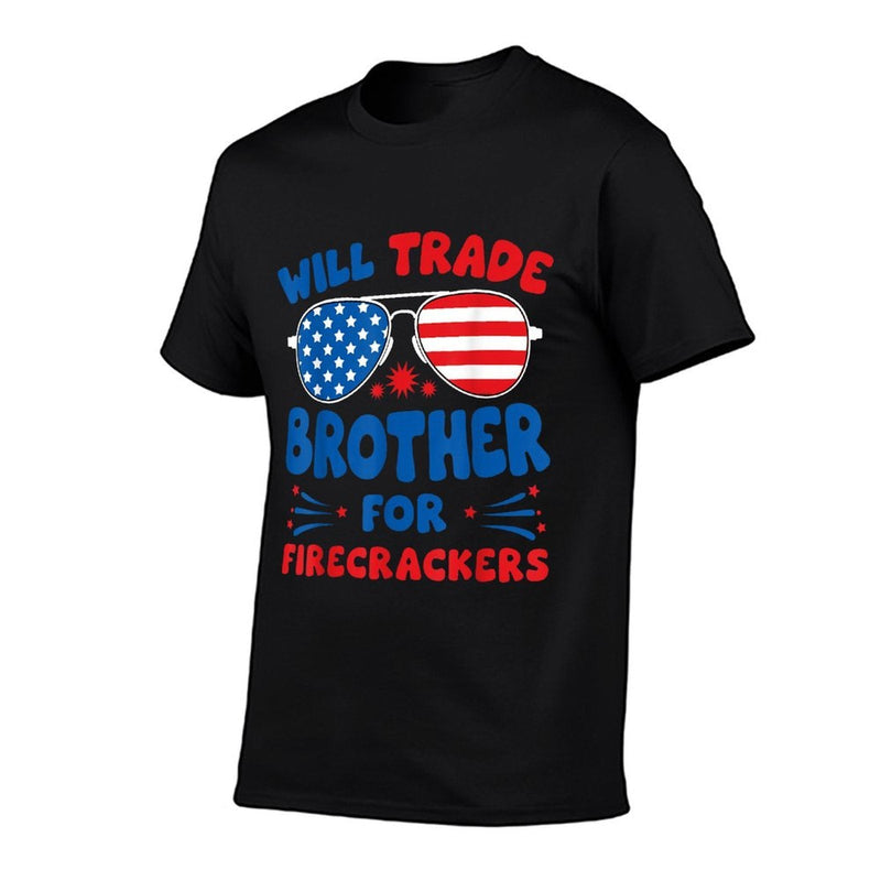 Will Trade Brother for Firecrackers Funny USA 4th Of July  Lightweight T-Shirt