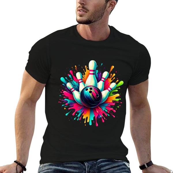 Colorful Bowling Game Day Bowling Cute Colorsplash Ball  Tagless Design T-Shirt