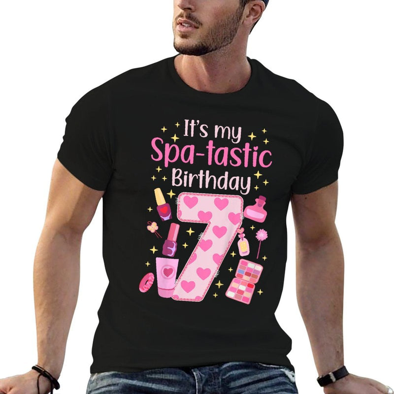 Kids 7th Spa Birthday Seven Year Old Spa B-Day Girls Spa Party  Stretchy T-Shirt