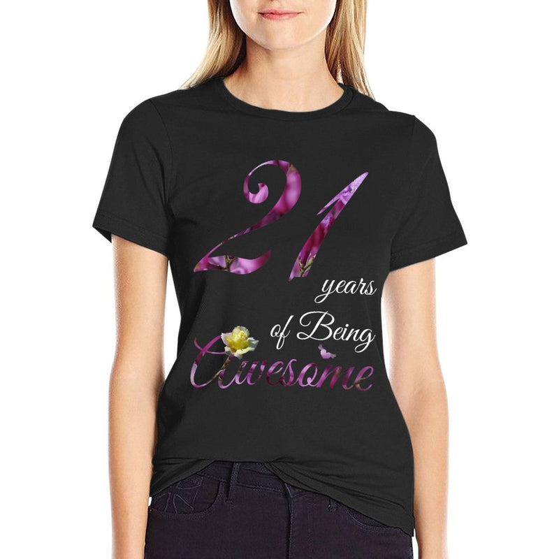21 Year Old Awesome Floral 2001 21st Birthday Gift  Soft T-Shirt
