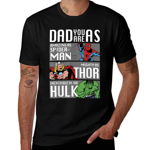 Marvel Fathers Day Spider-Man Thor Hulk Dad Attributes  Breathable T-Shirt