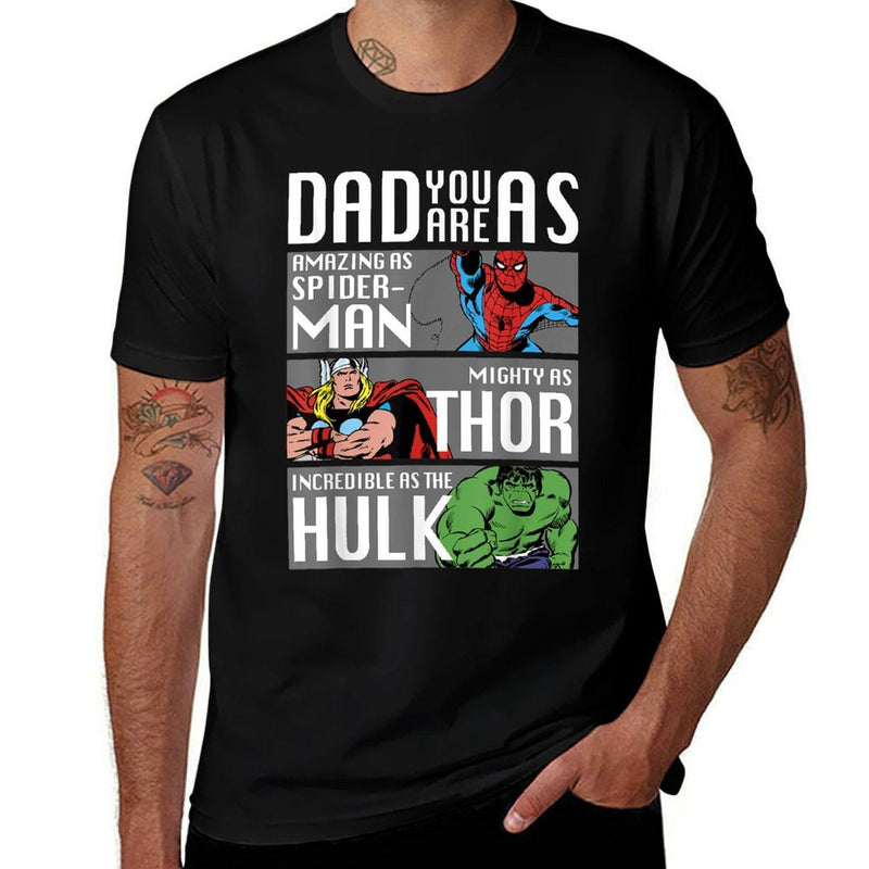 Marvel Fathers Day Spider-Man Thor Hulk Dad Attributes  Breathable T-Shirt