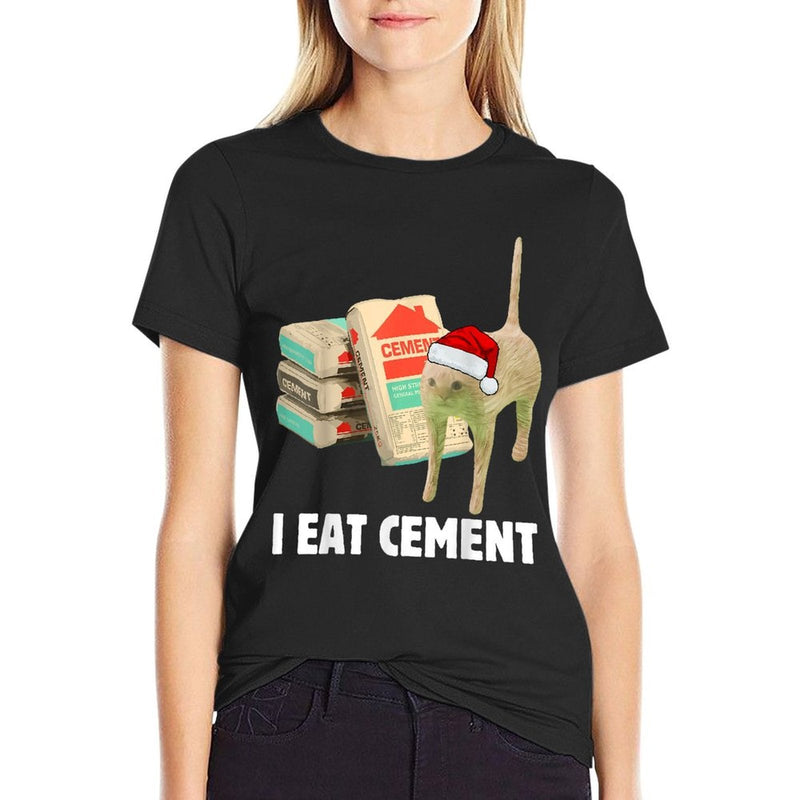 I Eat Cement Funny Cat Meme Christmas Pajamas Cursed Memes  Quick-drying T-Shirt