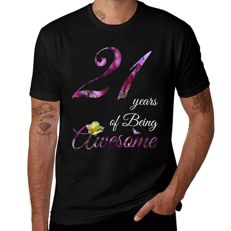 21 Year Old Awesome Floral 2001 21st Birthday Gift  Soft T-Shirt