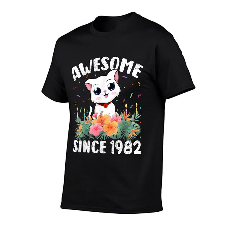 40 Years Old Cat Lover Awesome Since 1982 40th Birthday  Lightweight T-Shirt