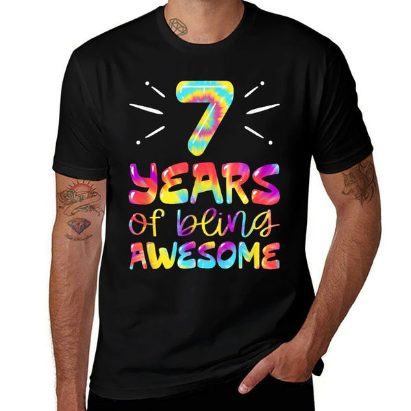 7 Years of Being Awesome Tie Dye 7 Years Old 7th Birthday  Tagless Design T-Shirt