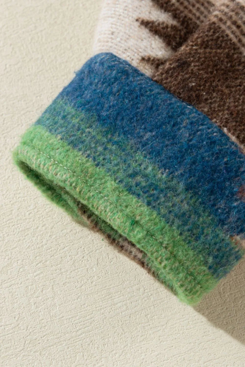 Cheri Geometric Button Up Long Sleeve Jacket