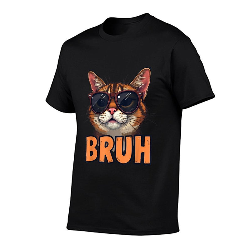 Meme Saying Cat BRUH Sunglasses for Kids Men Teens  Relaxed-fit T-Shirt